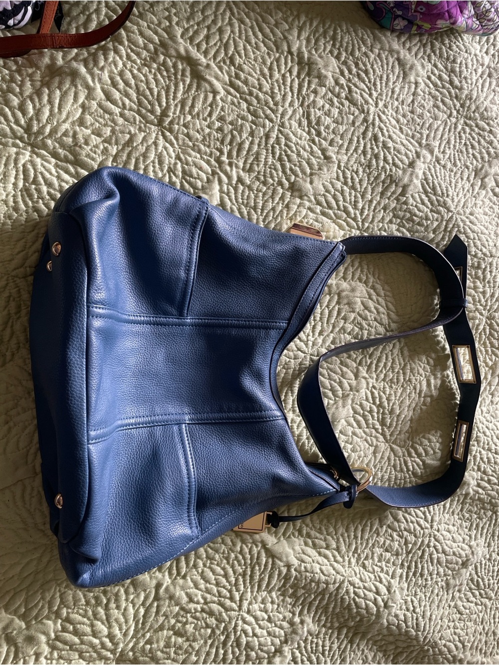 Tignanello Navy Blue Pebbled Leather Shoulder Bag